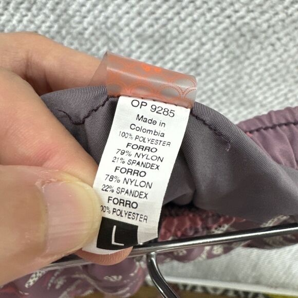 Maaji Shorts Women L Purple Abstract Running Shorts Build In Briefs Side Pockets - Picture 9 of 14